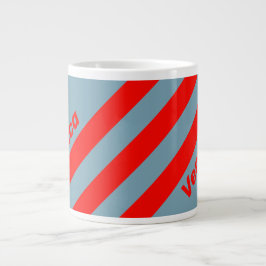 Caneca De Café Grande Retro Red Sea Three Stripes with Name