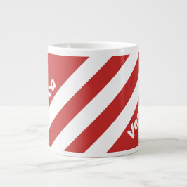 Caneca De Café Grande Retro Red Three Stripes with Name