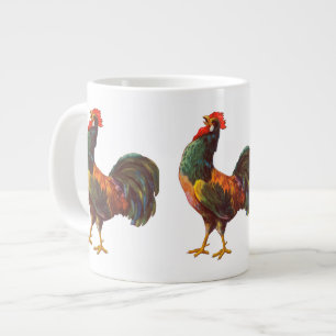 Caneca De Café Grande Retro Rooster Vintage Cumbo Mug