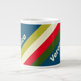 Caneca De Café Grande Retro Rugby Stripes with Name