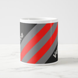 Caneca De Café Grande Retro Stormy Sky Stripes with Name