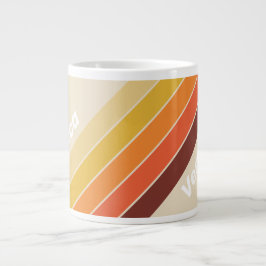 Caneca De Café Grande Retro Stripes with Name