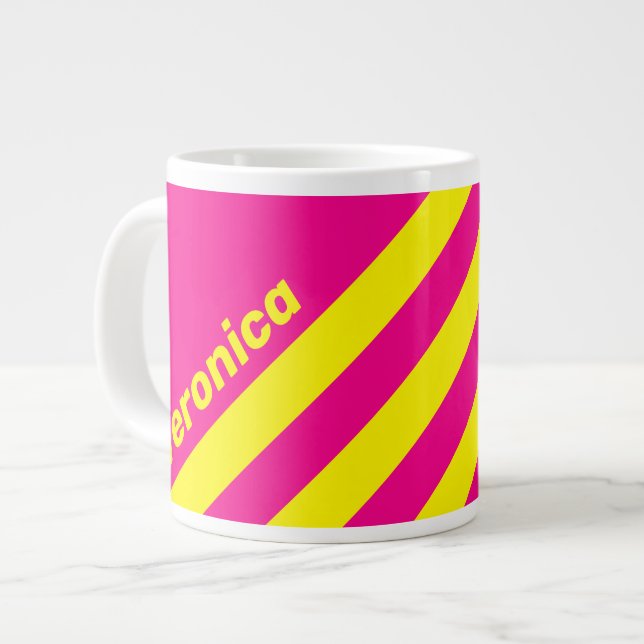 Caneca De Café Grande Retro Sun Soaked Three Stripes with Name (Frente Esquerda)