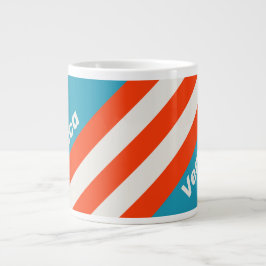 Caneca De Café Grande Retro Sunset Tide Rush Stripes with Name