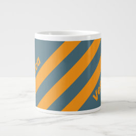 Caneca De Café Grande Retro Sunshine Three Stripes with Name
