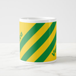 Caneca De Café Grande Retro Tropical Banana Three Stripes with Name