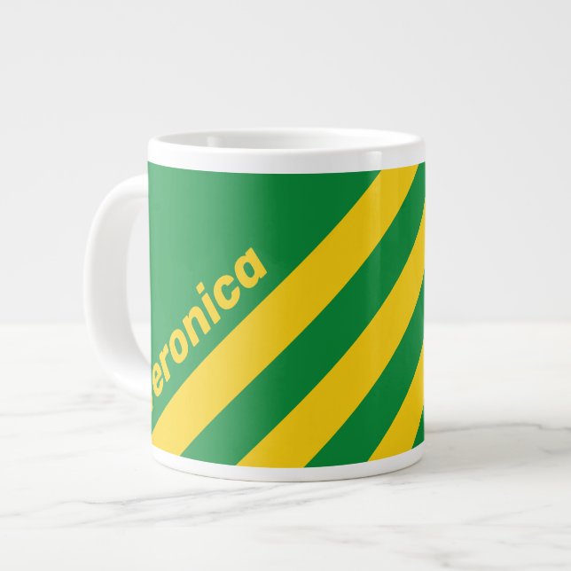 Caneca De Café Grande Retro Tropical Palm Three Stripes with Name (Frente Esquerda)