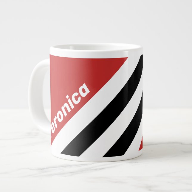 Caneca De Café Grande Retro Urban Zebra Stripes with Name (Frente Esquerda)