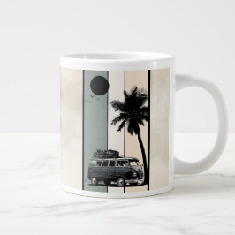 Caneca De Café Grande Retro Van Vintage da Praia e Palmeira