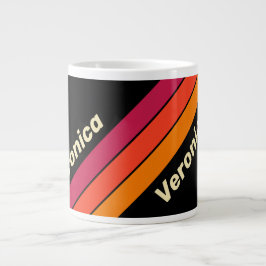 Caneca De Café Grande Retro VHS Stripes with Name