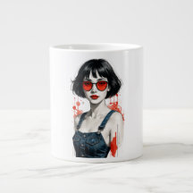 Retro Vintage Pop Art Girl Jumbo Mug – 80s 90s Y2K