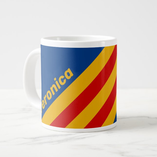 Caneca De Café Grande Retro Warmhearted Stripes with Name (Frente Esquerda)