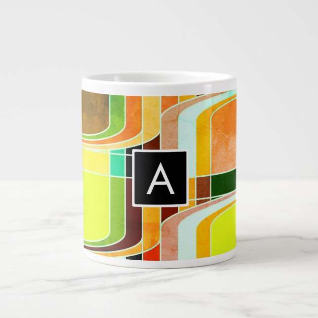 Caneca De Café Grande Retrospectivo Funky Colorido Inspirado (Frente)