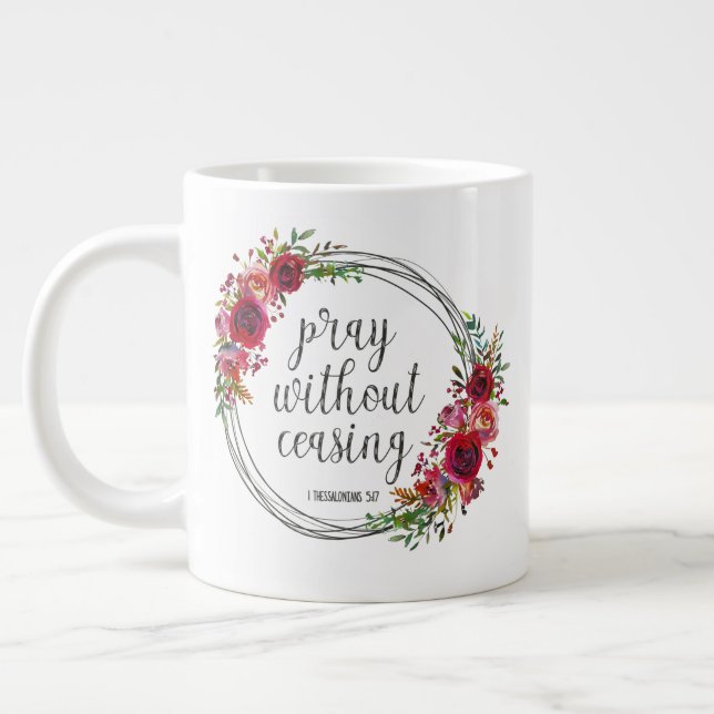Caneca De Café Grande Rezar Sem Cessar (Esquerda)