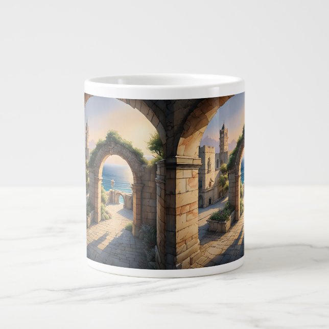 Caneca De Café Grande Rhodes Reverie: Charme Sunset Archway (Frente)