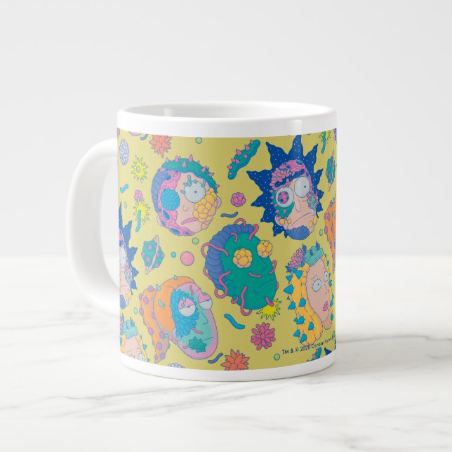 Caneca De Café Grande RICK E MORTY™| Padrão Familiar Infectado (Frente Esquerda)