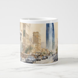 Caneca De Café Grande Riyadh Street Scene Jumbo Mug - Serene Watercolor