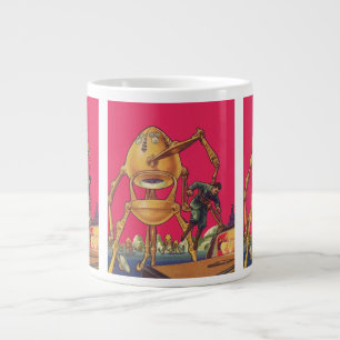 Caneca De Café Grande Robô Alien de Ficção Científica Vintage Captura Ho