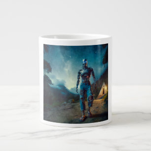 Caneca De Café Grande Robô Futurista em Paisagem Antiga
