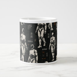 Caneca De Café Grande Robô Humanoide Futurista | Arte de Ficção Científi