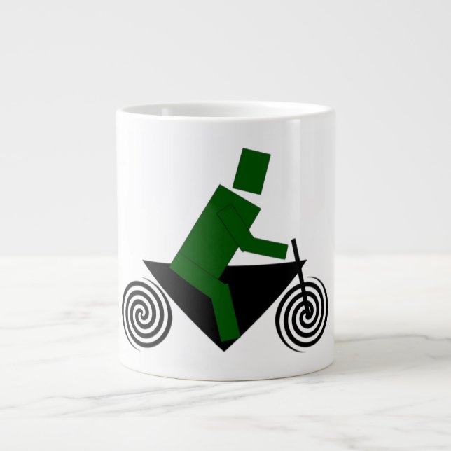 Caneca De Café Grande Robô, Montando, Bicicleta (Frente)