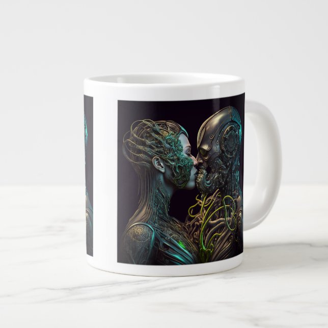 Caneca De Café Grande Robot Love Jumbo Mug (Frente Esquerda)