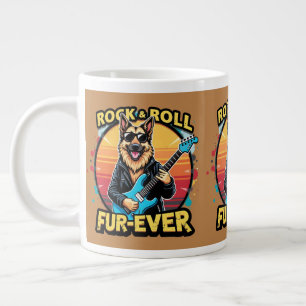Caneca De Café Grande Rocha e Roll German shepherd Retro Arte Sunset
