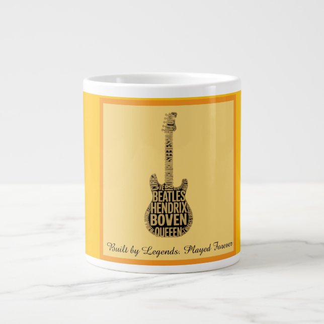 Caneca De Café Grande Rock Legends Guitar Typography Mug (Frente)
