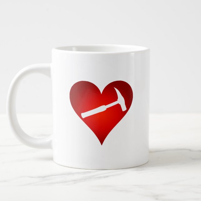 Caneca De Café Grande Rock My World: Rock Hammer Heart (Esquerda)