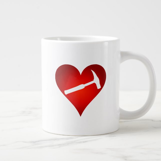Caneca De Café Grande Rock My World: Rock Hammer Heart (Direita)