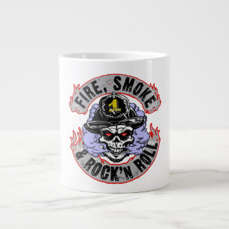 Caneca De Café Grande Rodas Fire, Smoke & rock n,