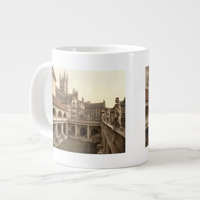Caneca De Café Grande Roman Baths and Abbey, IV, Bath, Inglaterra (Frente Esquerda)