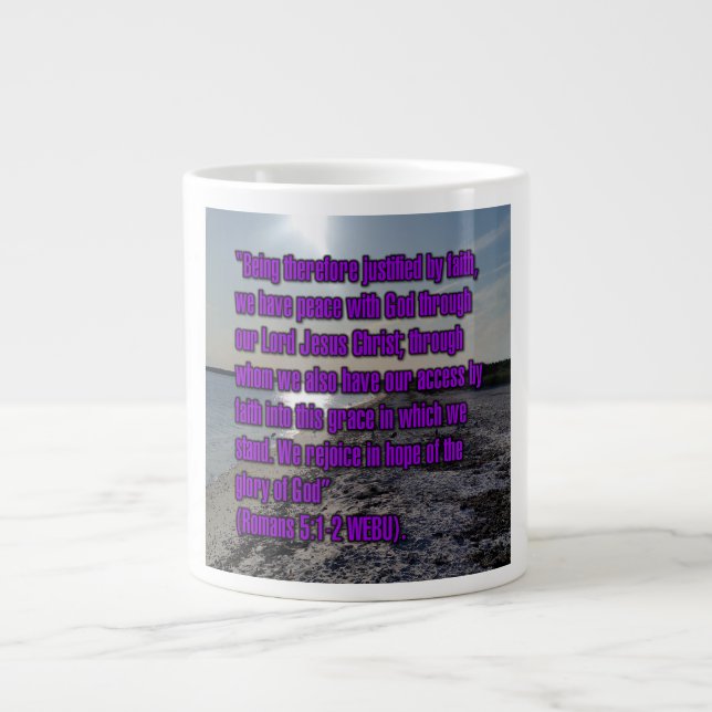 Caneca De Café Grande Romanos 5:1-2 WEBU Mug (Frente)