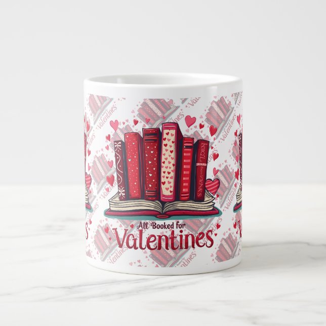 Caneca De Café Grande Romantic Reading Vibes Cozy Valentine Gift (Frente)