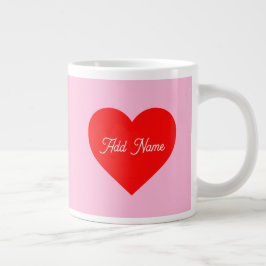 Caneca De Café Grande Romântico Vermelho Pastel Rosa Personalizado