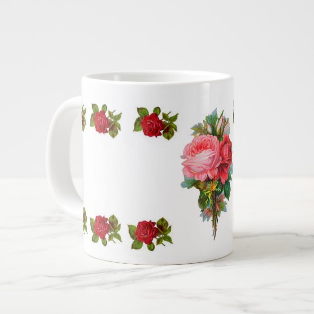 Caneca De Café Grande Rosa (Frente Esquerda)