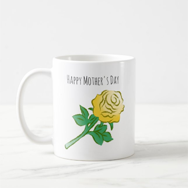 Caneca De Café Grande Rosa Amarela Linda (Esquerda)