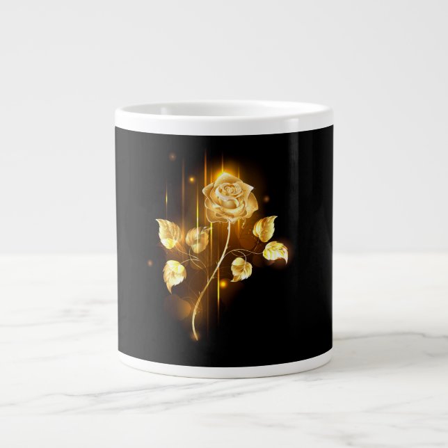 Caneca De Café Grande rosa do ouro ( rosa dourado ) (Frente)