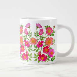 Caneca De Café Grande Rosa Floral Jumbo Mug