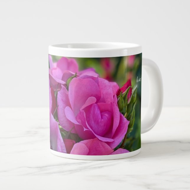 Caneca De Café Grande Rosa Rosa Rosa lavanda (Frente Esquerda)