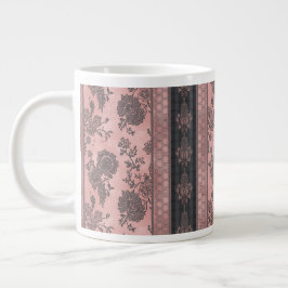 Caneca De Café Grande Rosa vintage floral & carvão arte de IA