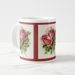 Caneca De Café Grande Rosas Antigos de Arte Vintage
