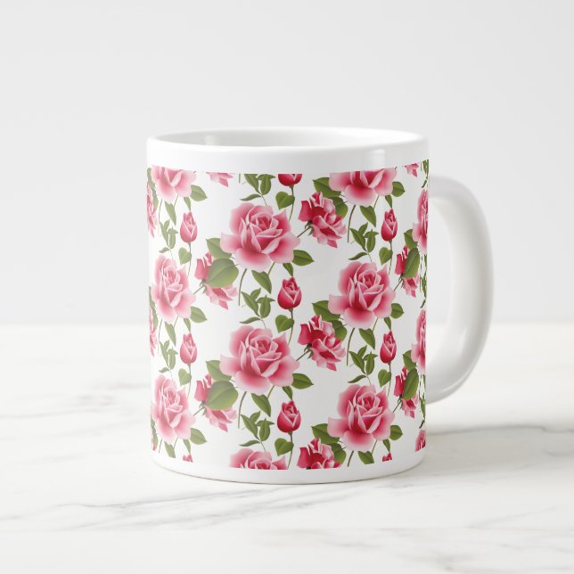 Caneca De Café Grande Rosas grandes mug-rosa (Frente Esquerda)