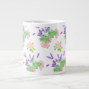 Caneca De Café Grande Rosas Rosa Nostálgicas, Flor Laranja Mock, Lavende