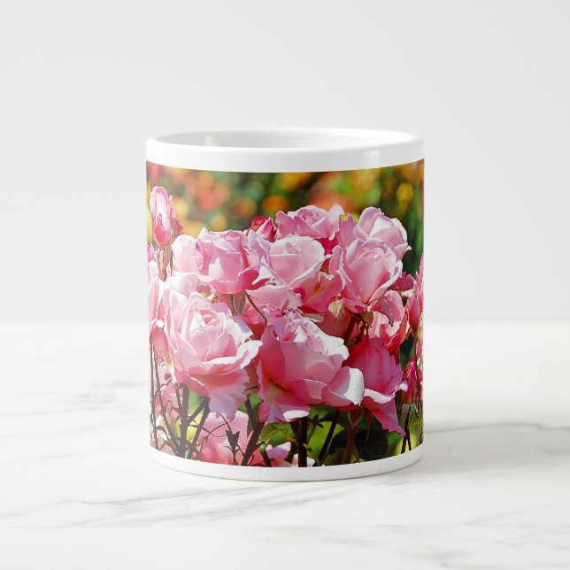 Caneca De Café Grande Rosas rosadas (Frente)