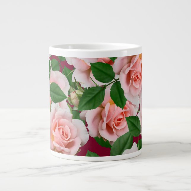 Caneca De Café Grande Rosas rosadas (Frente)