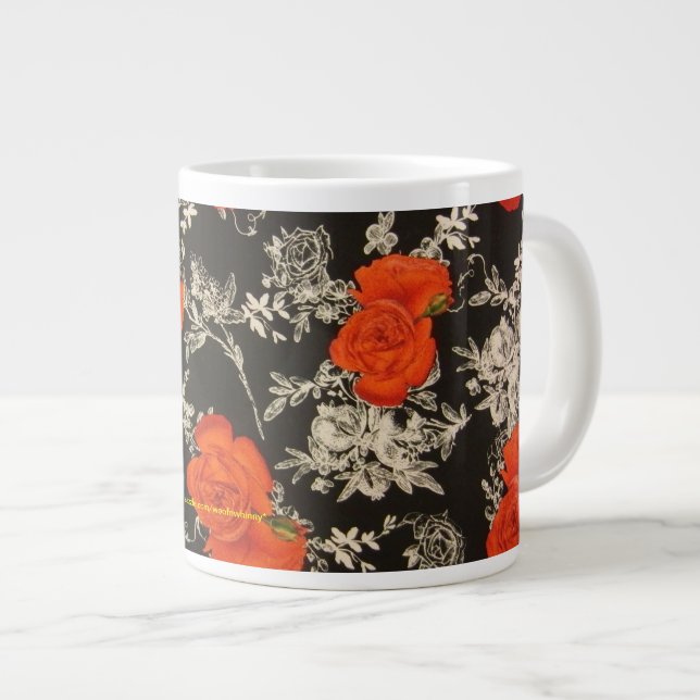 Caneca De Café Grande Rosas vermelhas (Frente Esquerda)