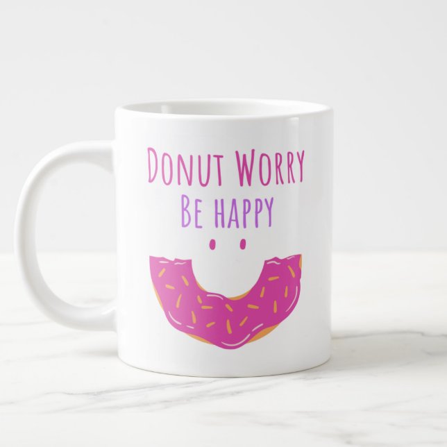 Caneca De Café Grande Rosquinha Kawaii Cute Preocupada Seja Rosquinha Fe (Esquerda)