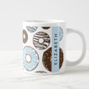 Caneca De Café Grande Rosquinhas Azuis, Rosquinhas Marrons, Prensas, Seu
