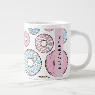 Caneca De Café Grande Rosquinhas rosa, Rosquinhas azuis, borrifadas, seu